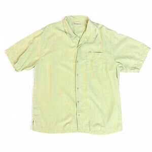Tommy Bahama Yellow Short Sleeve Button Shirt 100% Silk Size Large